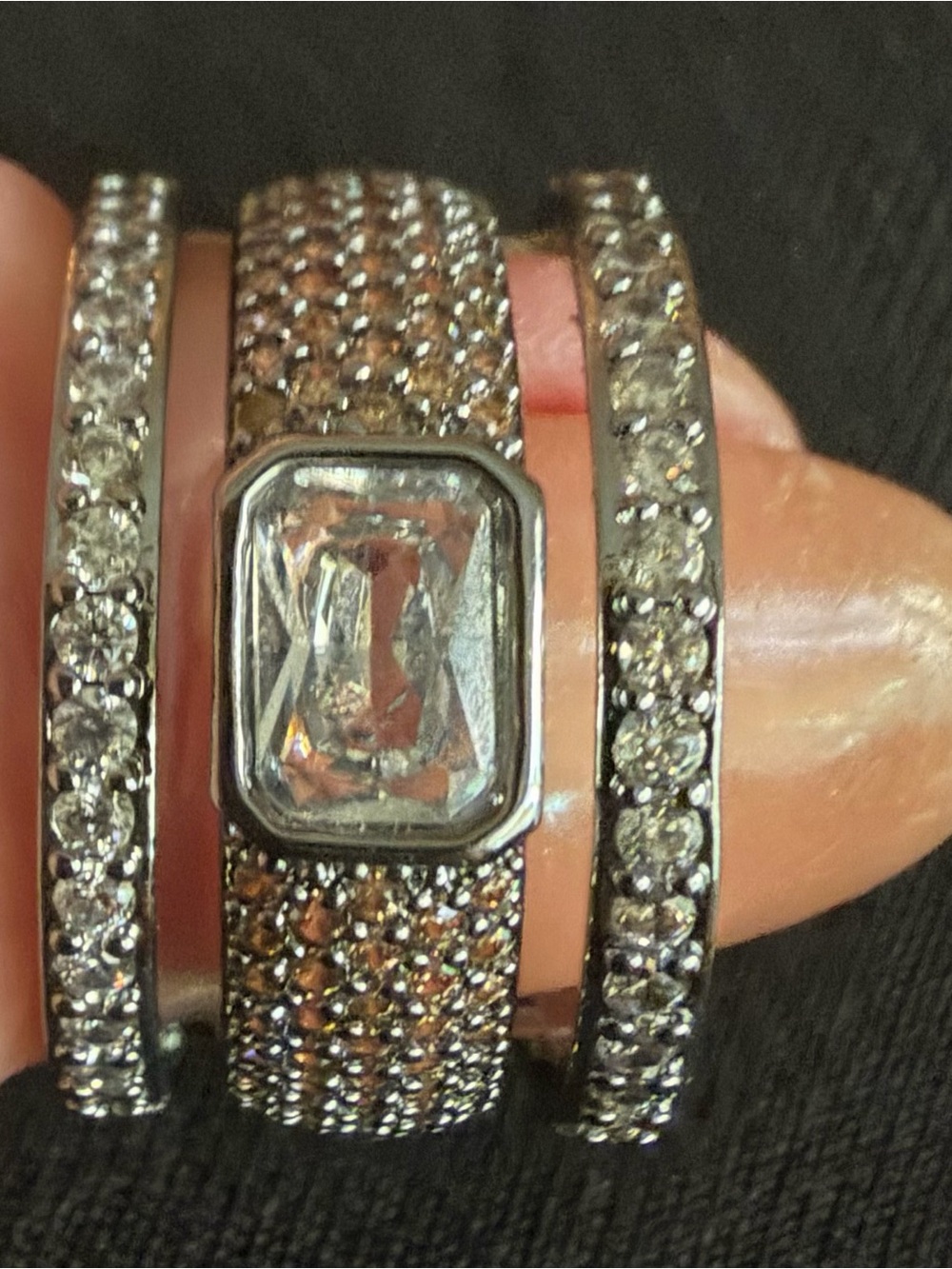 Sparkling Clear Crystal Stackable Ring Set in Silver
